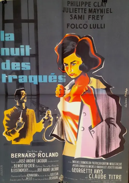 Ax Affiche Cinema 60x80 LA NUIT DES TRAQUÉS PHILIPPE CLAY SAMI FREY  ROLAND 1959