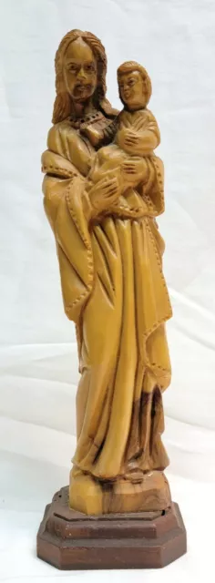 Our Lady Mary Madonna Immaculate Jesus 10” Hand Carved Wooden Statue ☩