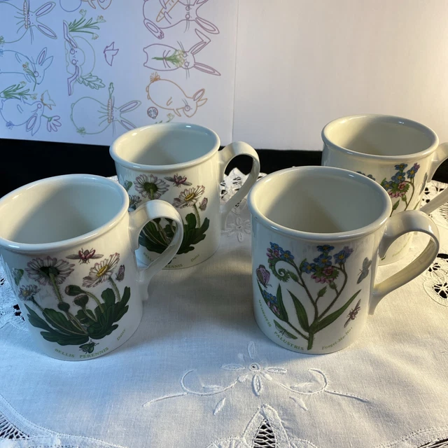 VINTAGE PORTMEIRION BOTANISCHER Garten 9oz Becher 4er Set Made in