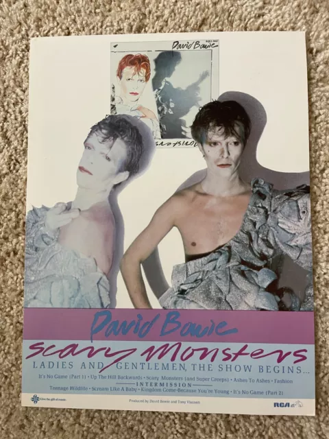 David Bowie  "Scary Monsters"   1980 Poster Mag Ad  9.75" X 13"