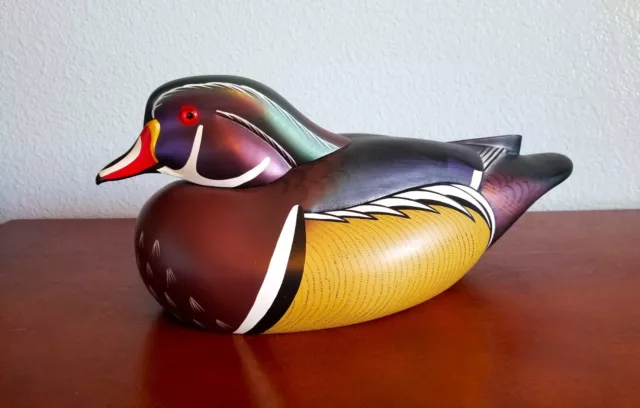 Ducks Unlimited Wood Duck Drake Decoy- Signed by Randy Tull #511 W/ Coin