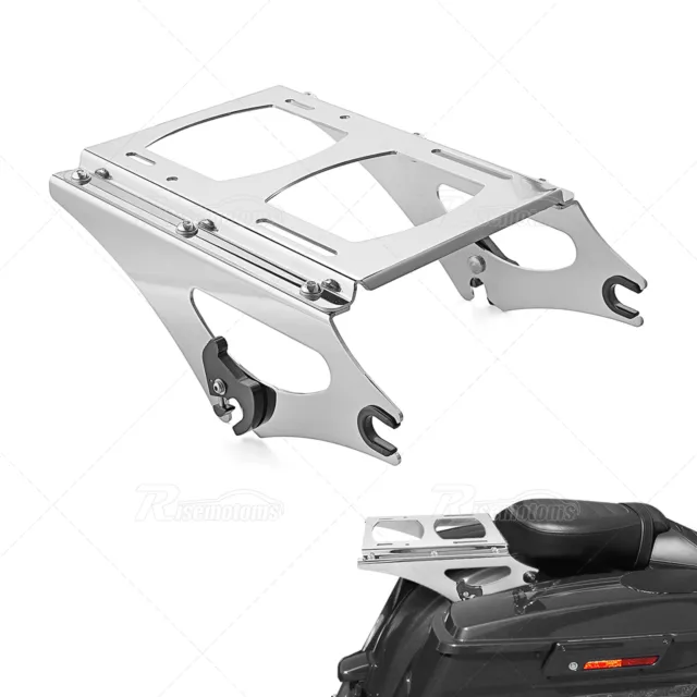 Quick Release Two-Up Back Pack Mounting Luggage Rack For 09-13 Harley Touring