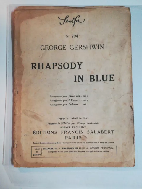 Spartito George Gershwin Rhapsody in Blue antico da collezione 1927 pianoforte