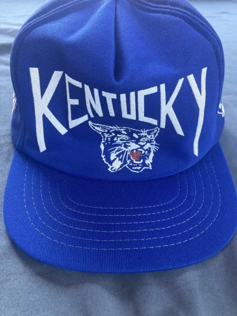 VINTAGE University of Kentucky AOP Wildcats Snapback Blue Hat Made in USA Vtg