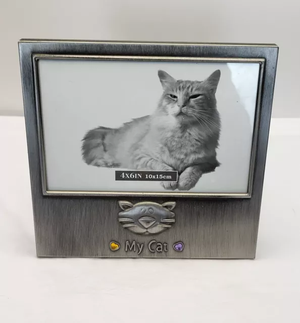 Brushed Nickel Tone Metal "My Cat" Pet Cat 4 x 6 Photo Frame