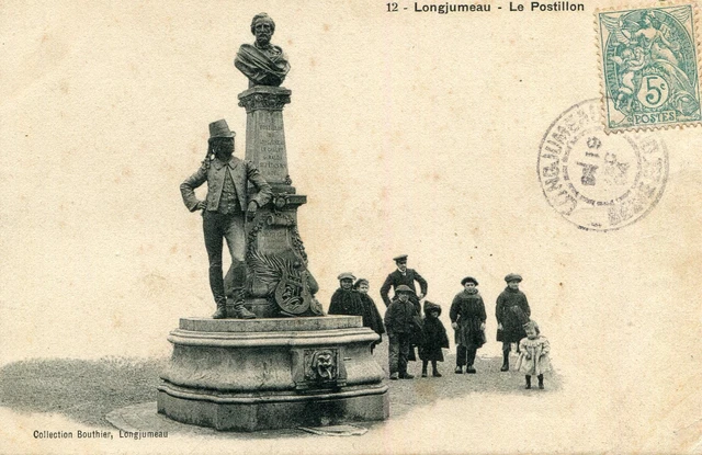 LONGJUMEAU LOT de 2 cartes Postillon avec enfants et vue panoramique