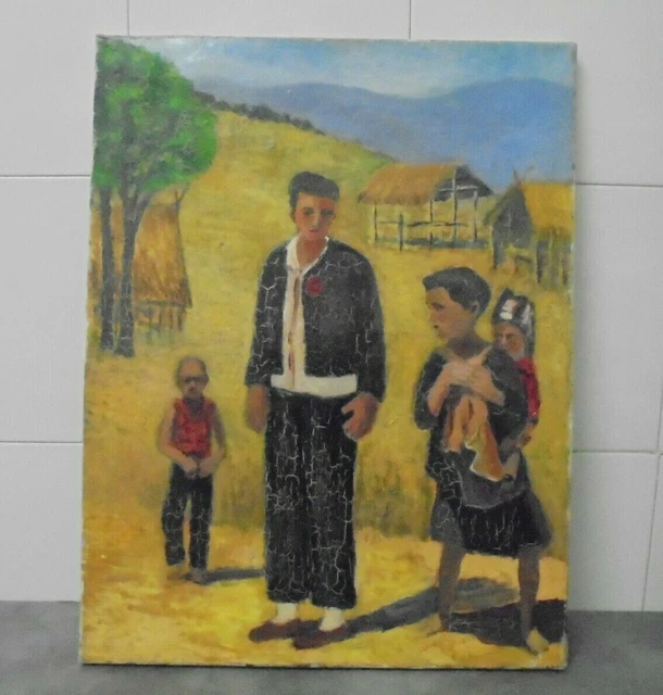 Lot Peinture à L'huile Numérotée Silver Award G37 - Jeune Pêcheur - 14x10