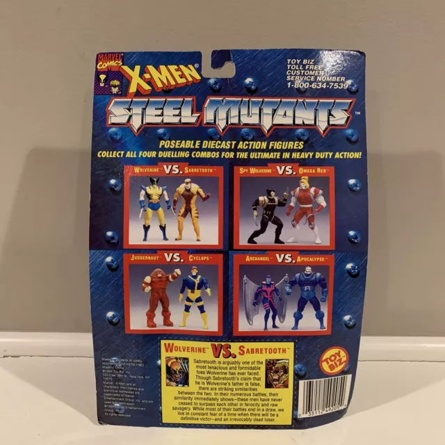 X-Men Steel Mutants Diecast Figures WOLVERINE vs SABRETOOTH 1994 MOC 3