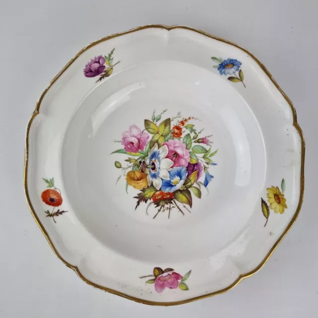 Antique Early 19th Century Derby Soup Bowl Painted With Flowers