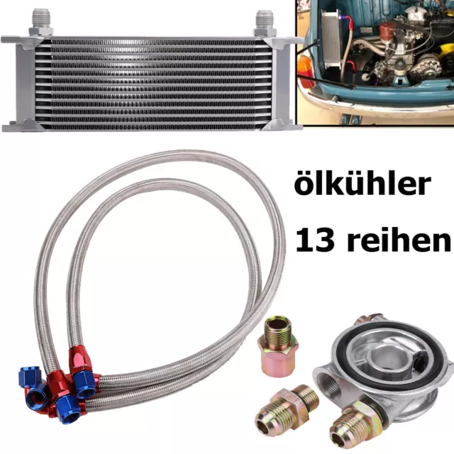 Universal Ölkühler Set 13 Reihen inkl. Anschluss-Set & Thermostat DE STOCK