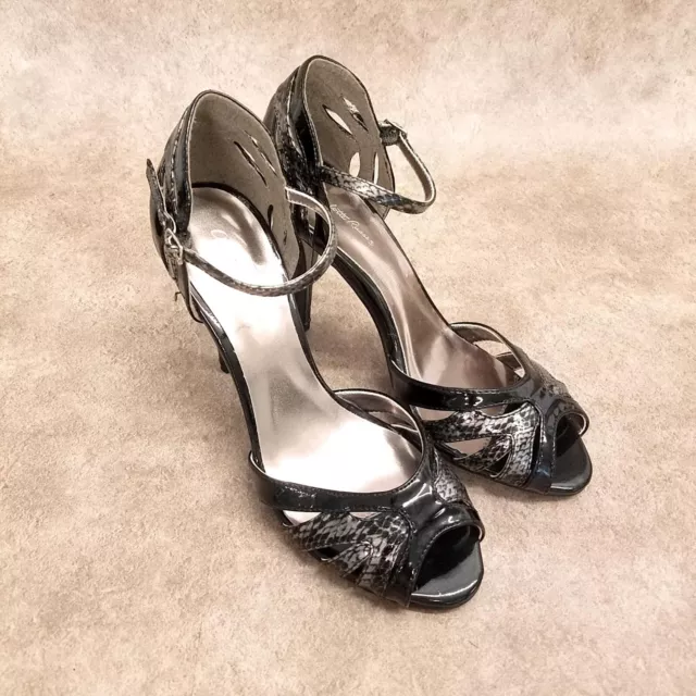 Charlotte Russe Womens   Size 7 Black  Peep Toe Ankle Strap 3.5" Heels