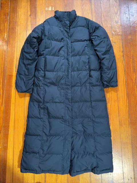 L.L Bean Black Full Zip Goose Down Parka Puffer Coat Jacket Womens Size L Long