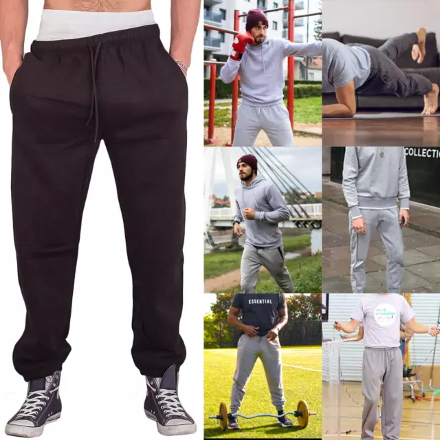 Mens Jogging Bottoms Elasticated Waist Trouser Gym Sweatpant Pockets Joggers