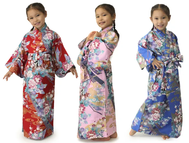 Japanese Kimono Robe Girl's Dress Noshi Princess #KC819 Cotton Unlined