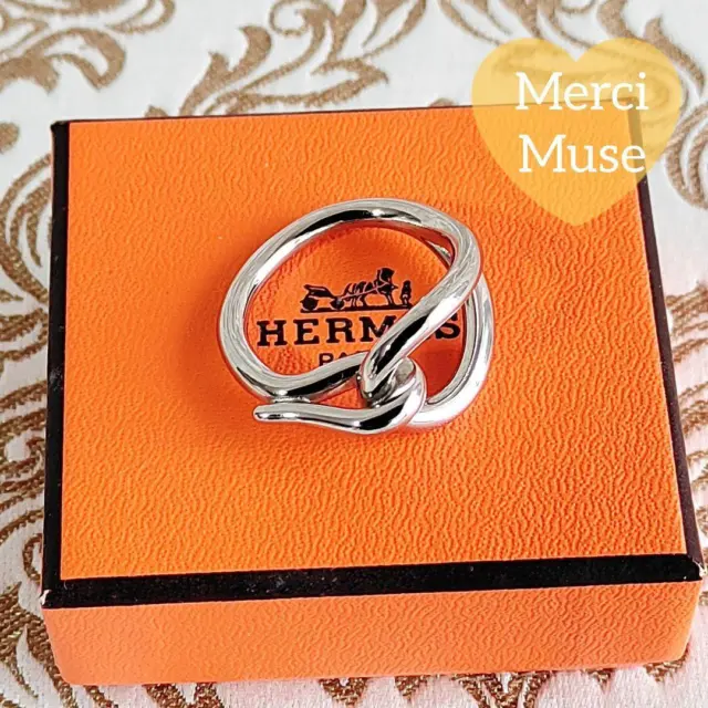 Hermes Scarf Ring Chaine D'Ancre Gold Tone w/Pouch & Box – Carre