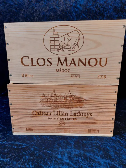 Weinkisten 2 Stck. "Clos Manou - Elefant/ Lilian Ladouys" 6er zur Deko      #165