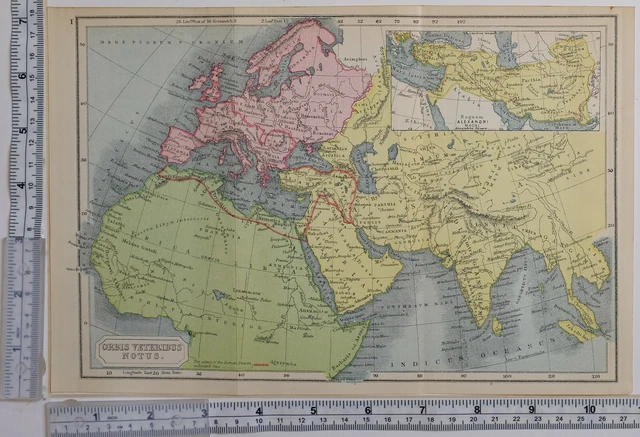 ANCIENT & CLASSICAL Map The World Libya Arabia Europa Inset Alexander ...