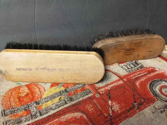 Lot of 2 SHOE SHINE BRUSHES 100% HorseHair, Essex, Sheraton Vg Cond