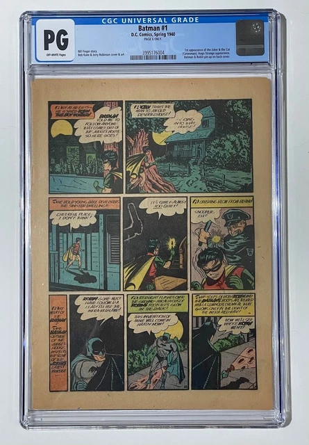 Batman #1 CGC NG (Page 6 Only) 1st App. The Joker -Batman Fight Page 1940