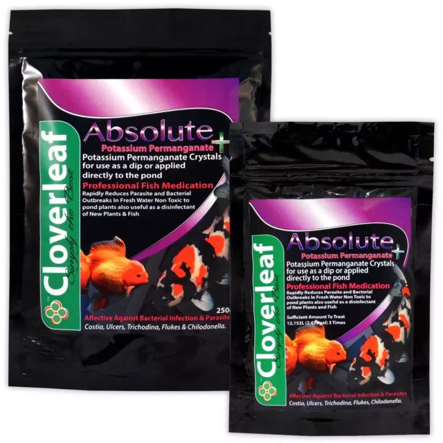 Cloverleaf Absolute Potassium Permanganate 100/250g Pond Treatment Fish