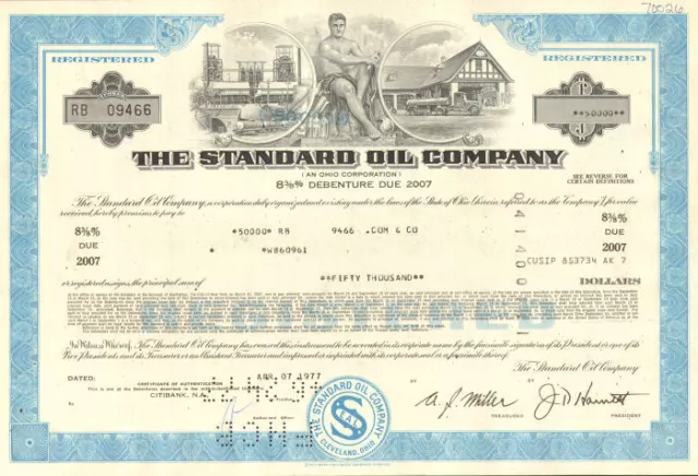 The Standard Oil Company > gas service station bond certificate stock share