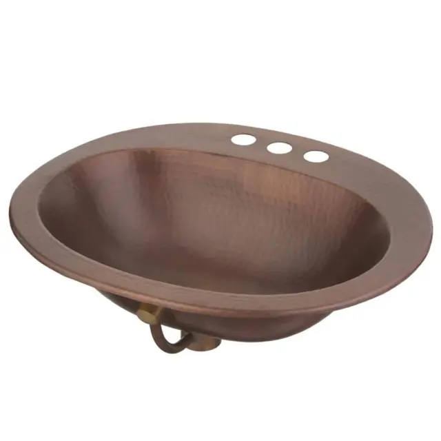 SINKOLOGY Bathroom Sink 20 in. Oval Drop-in Faucet Holes Rustic Aged Copper 3