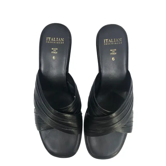 ITALIAN SHOEMAKERS WOMENS Slip On Wedge Sandals Black Size US 6 $24.26 ...