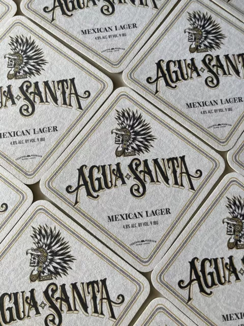 NEW 25 Agua Santa Cerveza Craft Beer Coasters Bar Glass Mat Coaster Sealed Pack