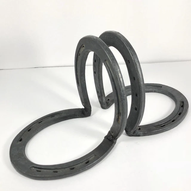 1 Pair of Vtg Cast Iron Horseshoe Bookends Western Design Nordic Forge Rustic