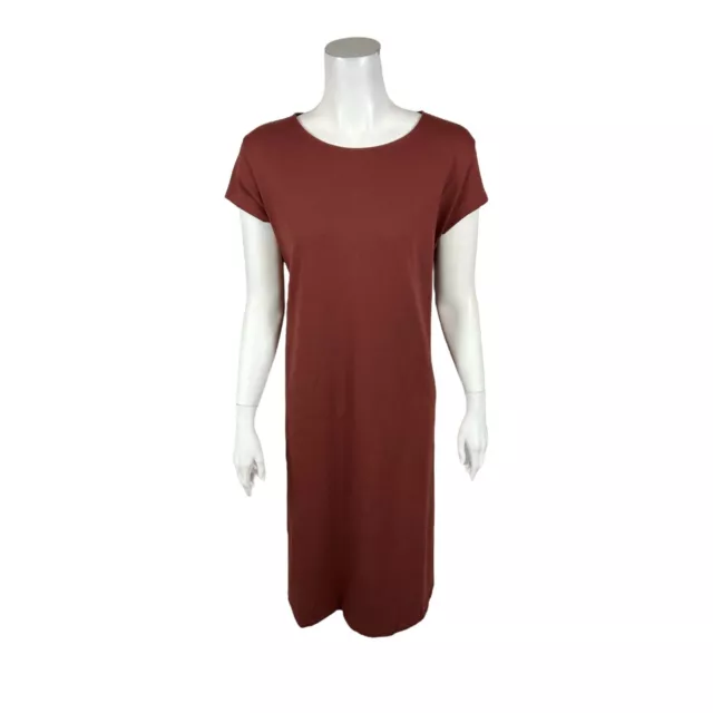 Denim & Co. Essentials Regular Perfect Jersey Midi Dress Solid Wine 1X Plus Size