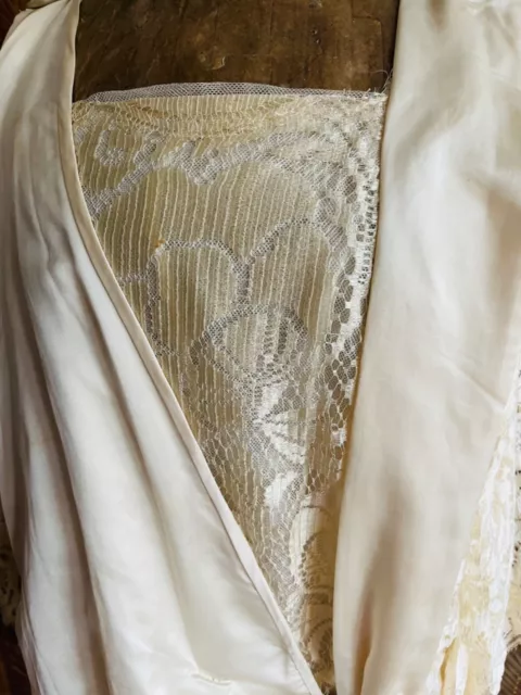 Antique 1920s Wedding Dress Pure Silk & Lace Flapper Bridal Gown VTG EXQUISITE! 2