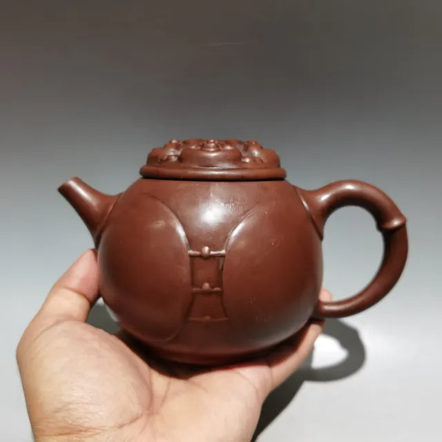 6.7″ Yixing Zisha purple Clay pot Handmade Maitreya Buddha head Kung Fu Teapot