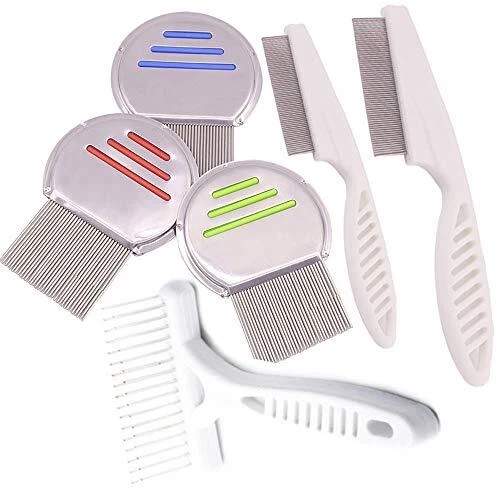 Nits Free Lice Comb, Stainless Steel Louse Comb Head Lice Comb Flea Comb Metal B