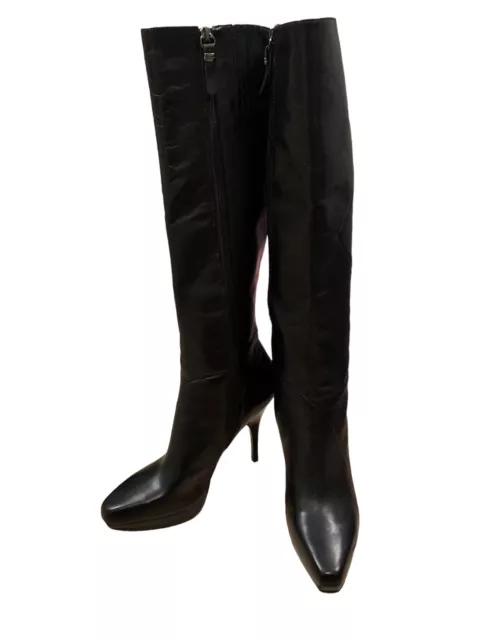 VIA SPIGA Black Genuine Leather Platform knee High Boots SZ 8M Womens