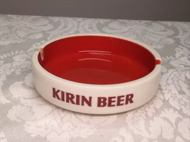 VINTAGE Kirin Beer Ashtray Sakura Made in Japan Bar Ware Advertising Red