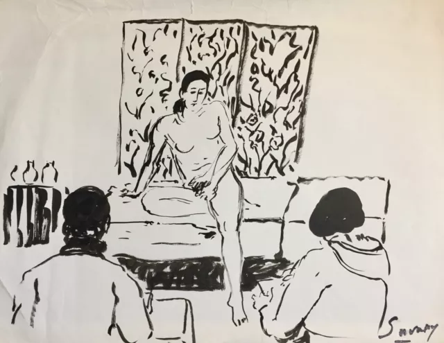 Robert savary - Dibujo Original - Fieltro - El Pose , Desnudo