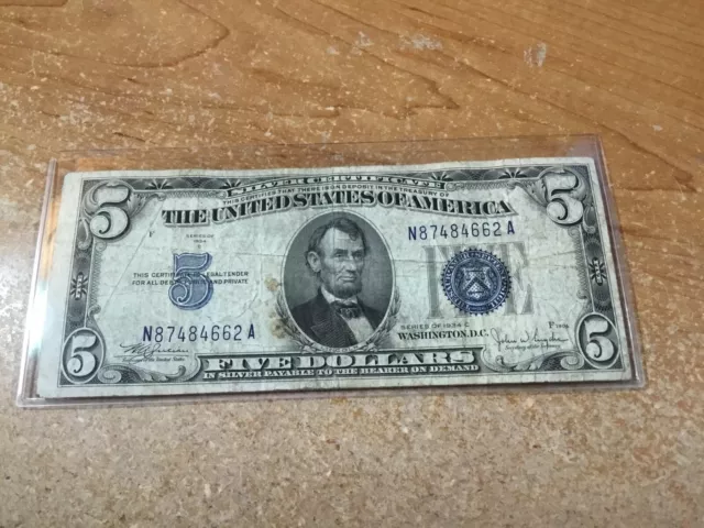 1934-C $5-Silver Certificate-Blue Seal-4662 A