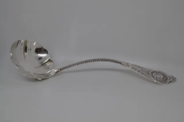 Albert Coles Medallion Coin Silver Twisted Handle Soup Ladle -12"-153g - No Mono