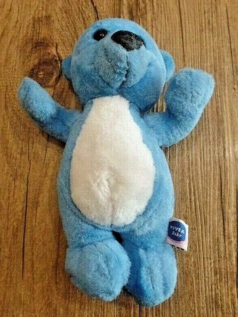 S10 / doudou peluche ours bleu blanc NIVEA vintage