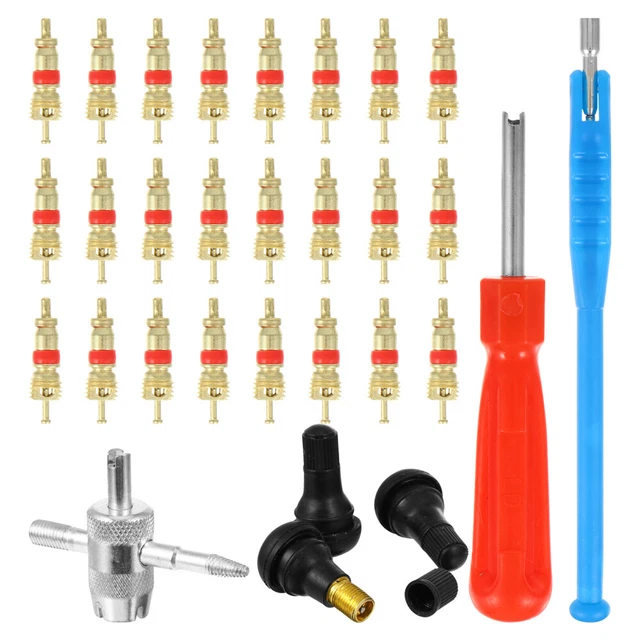 Set Di 10 Cacciaviti Per Valvole QPINGH: Strumento Per Rimuovere E Installare Il Nucleo Della Valvola Su Auto, Moto, Camion E Bici. Manico In Plastica, Lunghezza 112 Mm.