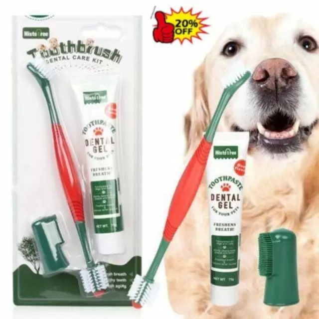 Pet Toothbrush Toothpaste Kit Finger Brush Clean Teeth Mouth Dental Care Cat Dog