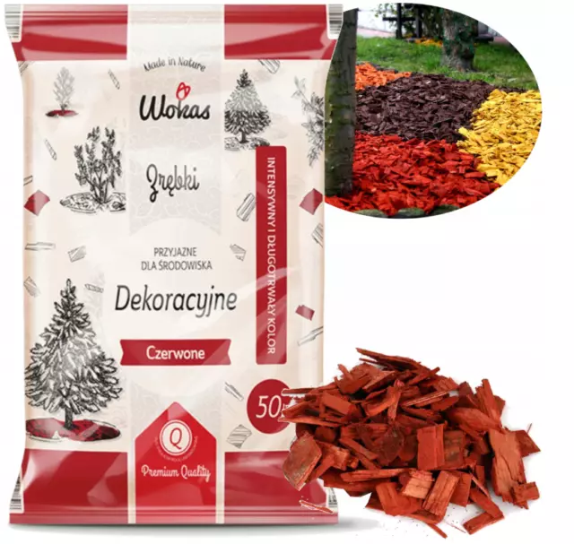 RED Play Bark chippings Decorative Rubber Garden Mulch/- Mulch 50L (20kg) /Bag
