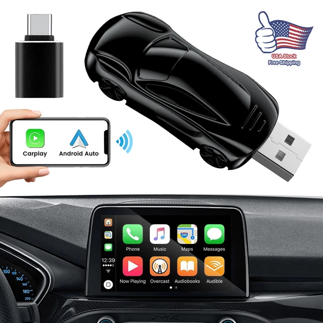 WIRELESS CARPLAY ANDROID Auto Adapter 2-in-1 for Factory Wired Cars USB ...