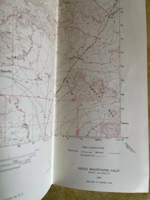 Hexie Mountains, California Quadrangle Topo Map Chart, Usgs 1963 2