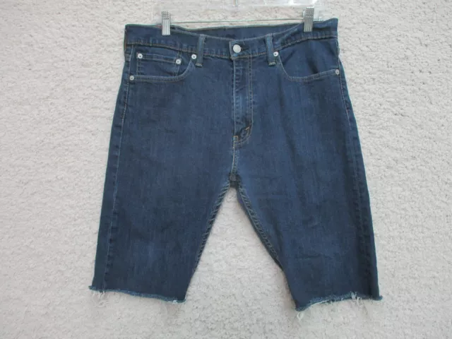 Levis 513 Shorts 34 Mens Blue Denim Casual Jeans Cutoff Dark Wash Bermuda Casual