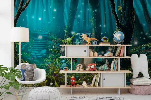 3D Dreamy Forest Cartoon Wallpaper Wall Mural Removable Self-adhesive 1881