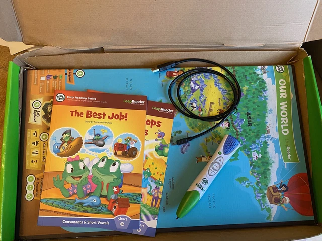 LEAPFROG LEAPREADER INTERACTIVE World Map With Pen and 6 Extra Books ...