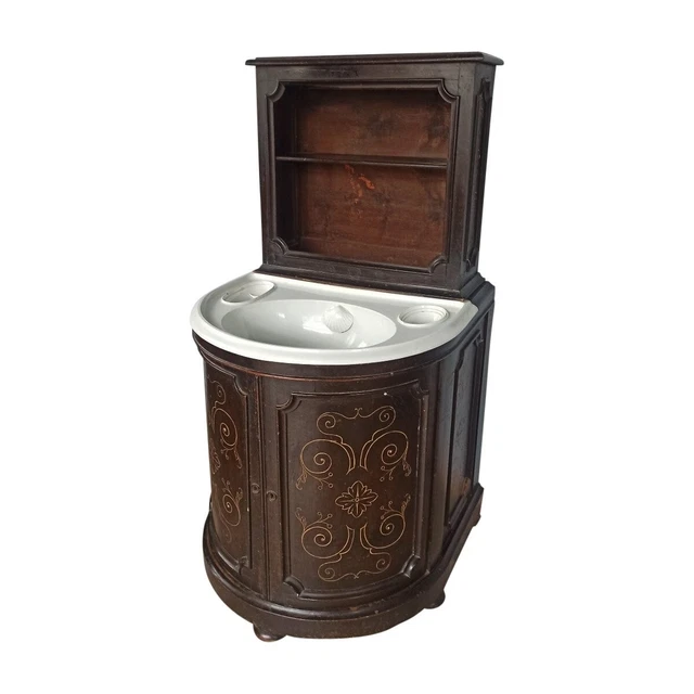 Meuble-lavabo Vintage Milieu De Siècle - Marron Rotin - Pose Libre Ou Mural - Salle De Bain