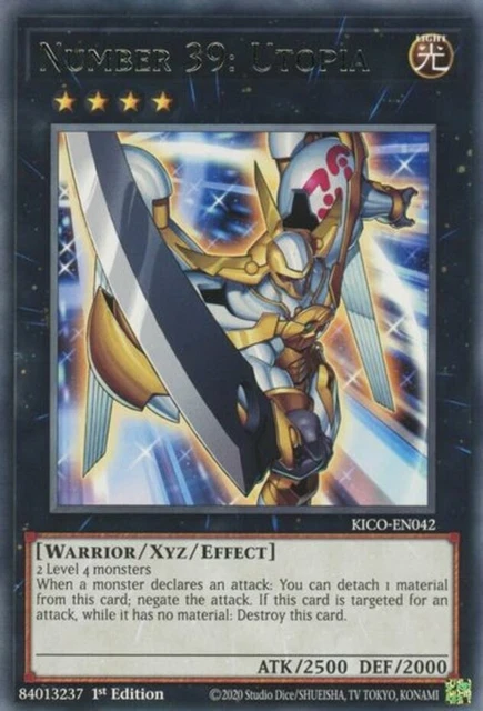 x3 Number 39: Utopia - KICO-EN042 - Rare - 1st Edition Yu-Gi-Oh! M/NM