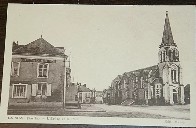 52390 Ak La Suze Sarthe Lèglise Et Le Pont Vue Sur Église